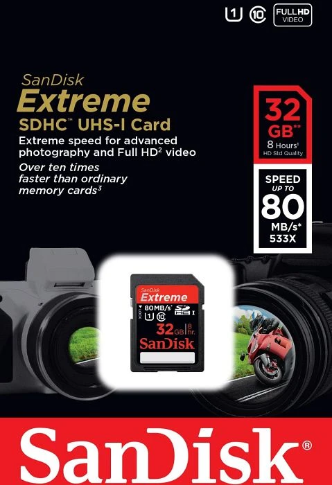 SanDisk Extreme R80/W60 32GB, UHS-I, Class 10