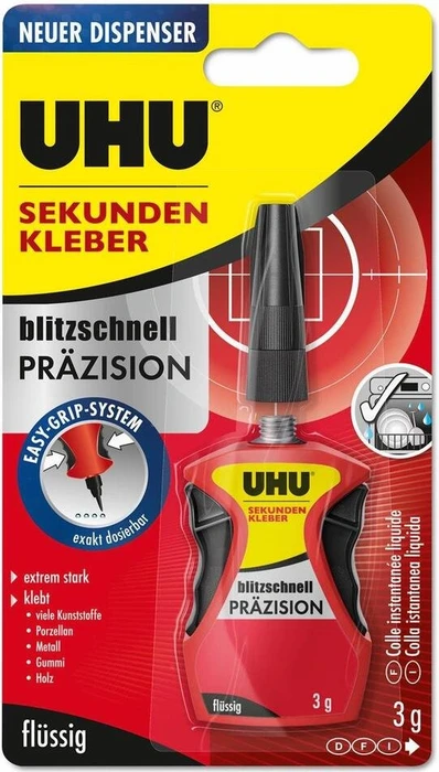 UHU Blitzschnell Präzision flüssig Sekundenkleber, 3g