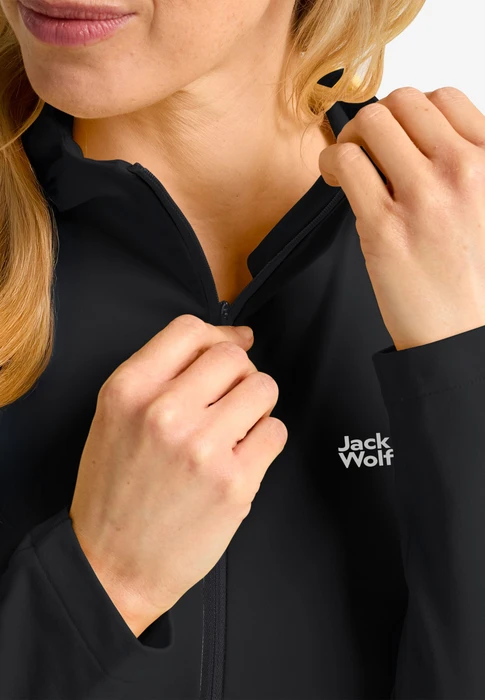 Jack Wolfskin Prelight Trail Hooded Funktionsshirt langarm schwarz (Damen)