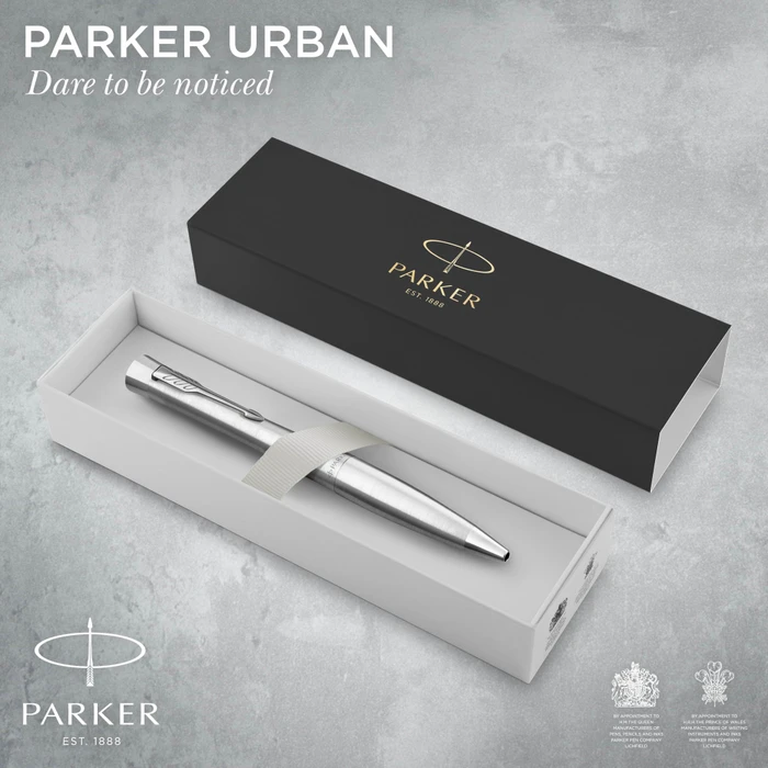 Parker Urban Twist Metro Metallic Chrome Trim M Kugelschreiber silber, Geschenkbox