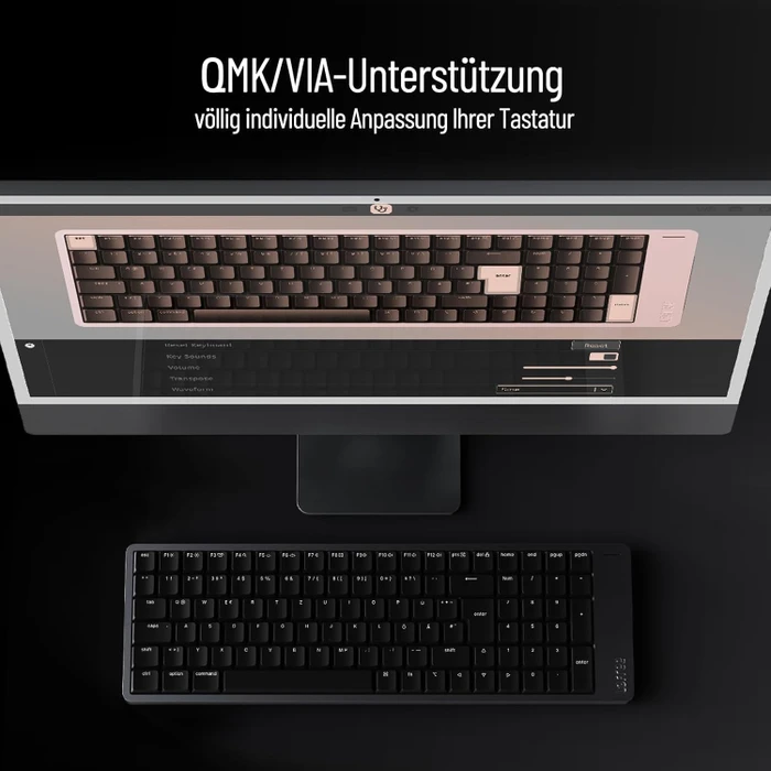 Lofree Flow 2 100, Space Black, LEDs weiß, Kailh LOW PROFILE Pulse, USB/Bluetooth, DE