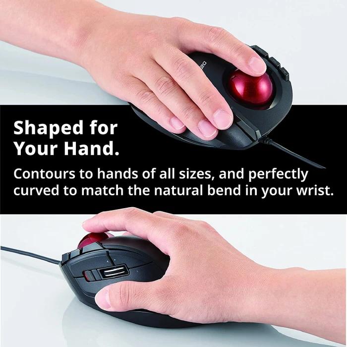 Elecom DEFT M-DT2URBK-G Trackball schwarz/rote Kugel, Rechtshänder, USB-A