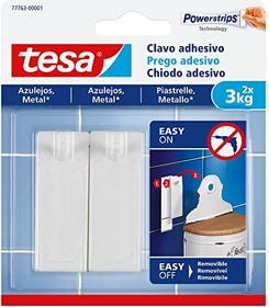 tesa Powerstrips Klebenagel Fliese/Metall weiß, 2 Stück