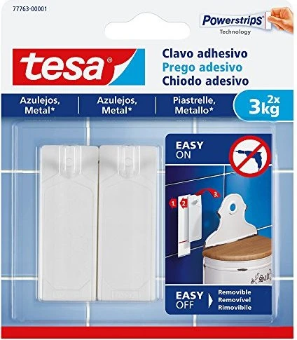 tesa Powerstrips Klebenagel Fliese/Metall weiß, 2 Stück