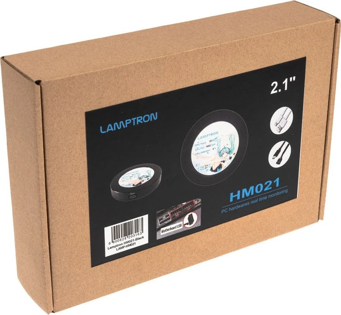 Lamptron HM021 Hardware Monitor für CPU-Kühlblock/Wasserkühlung, 2.1"