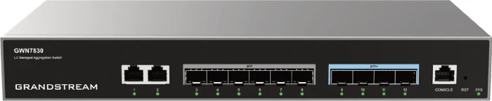 Grandstream GWN7830 Series Aggregation Desktop Gigabit Managed Switch, 6x SFP, 4x SFP+, 2x RJ-45