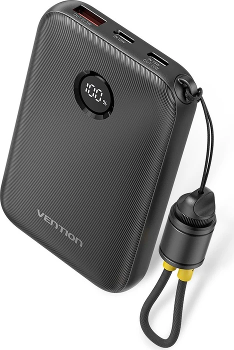 Vention Power Bank mit USB-C-Kabel 10000mAh 22.5W schwarz