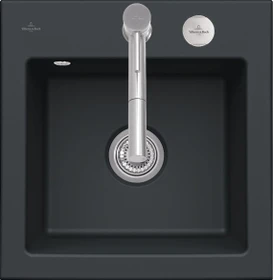 Villeroy & Boch Subway 50 S Einbau Becken mittig mit Ablauffernbedienung pure black