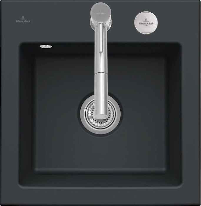Villeroy & Boch Subway 50 S Einbau Becken mittig mit Ablauffernbedienung pure black