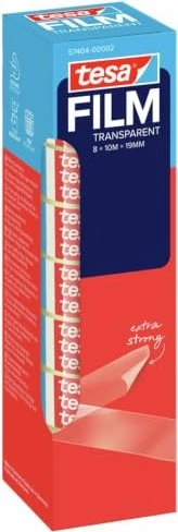 tesa tesafilm transparent, Klebeband, 19mm/10m, 8 Stück