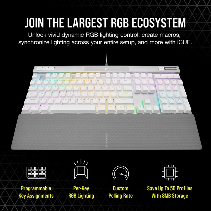 Corsair Gaming K70 RGB PRO, weiß, Corsair OPX, USB, DE