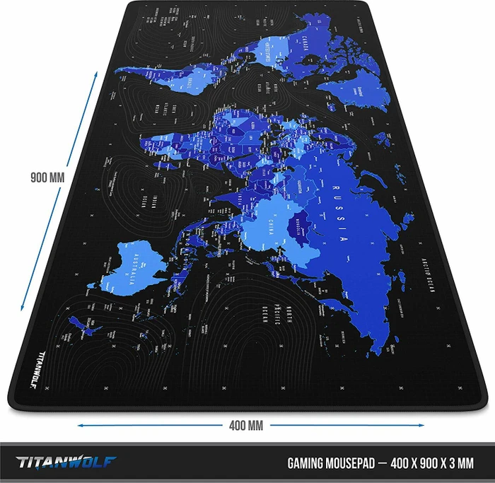 Titanwolf Global Blue XXL Speed Gaming-Mauspad, schwarz/blau