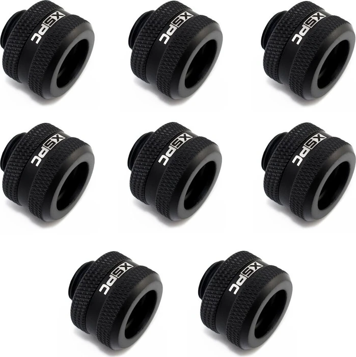 XSPC Rohranschluss G1/4" auf 14/10mm, schwarz, weißer Schriftzug, 8er-Pack