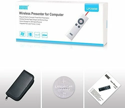 August LP200W Presenter mit Laserpointer weiß, USB-A