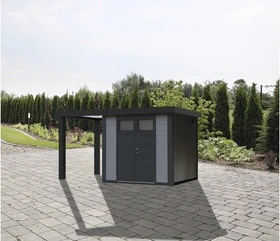 Telluria Classico 3024 Gerätehaus inkl. Anbau 1.68m links hellgrau
