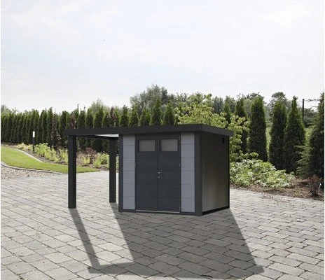 Telluria Classico 3024 Gerätehaus inkl. Anbau 1.68m links hellgrau