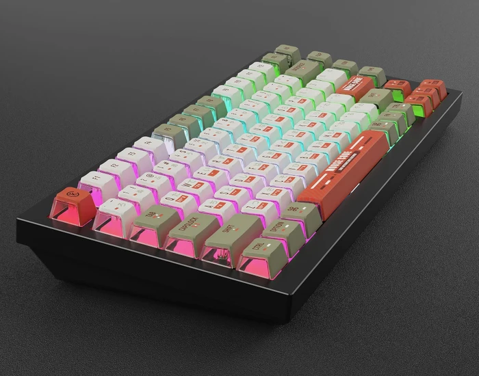 Keychron OEM Dye-Sub Full Set Keycap-Set Morse Code, Kunststoff (PBT), Morse Code, weiß/grün/rot, 137 Tasten, ANSI-US