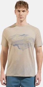 Odlo Ascent Performance Wool 130 Topographic Print Funktionsshirt kurzarm silver cloud melange (Herren)