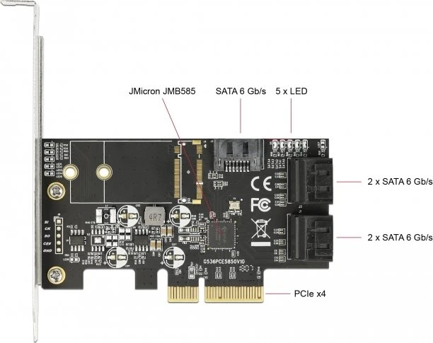 DeLOCK 5x SATA 6Gb/s, PCIe 3.0 x4