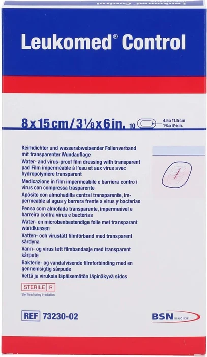 BSN medical Leukomed Control Pflaster transparent steril, 8 x 15cm, 10 Stück