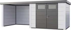Telluria Classico 3024 Gerätehaus inkl. Anbau 2.84m links weiß/grau