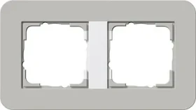 Gira E3 Abdeckrahmen 2fach mit Trägerrahmen reinweiß Soft-Touch, grau