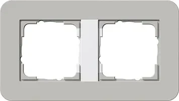 Gira E3 Abdeckrahmen 2fach mit Trägerrahmen reinweiß Soft-Touch, grau