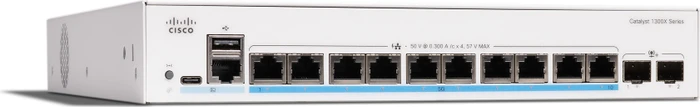 Cisco Catalyst 1300X Rackmount 5G Managed Switch, 10x RJ-45, 2x SFP28, 385W PoE++