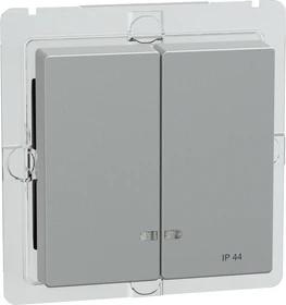 Merten System M Doppelwippe Kontrollfenster IP44 Thermoplast edelmatt, aluminium