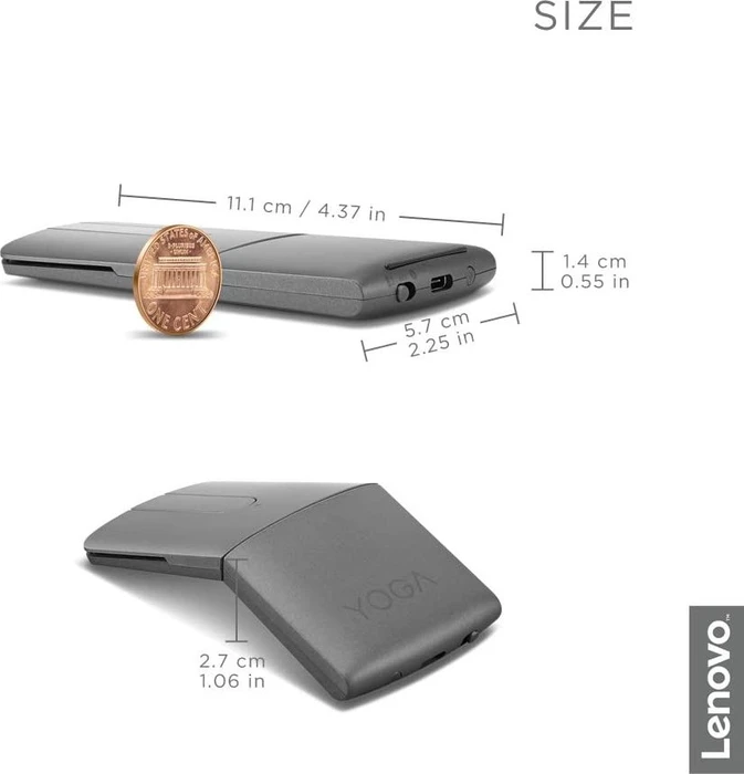 Lenovo Yoga Maus mit Laser-Presenter grau, USB/Bluetooth