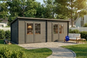 Alpholz Gartenhaus Maria Twin 601x275cm grau