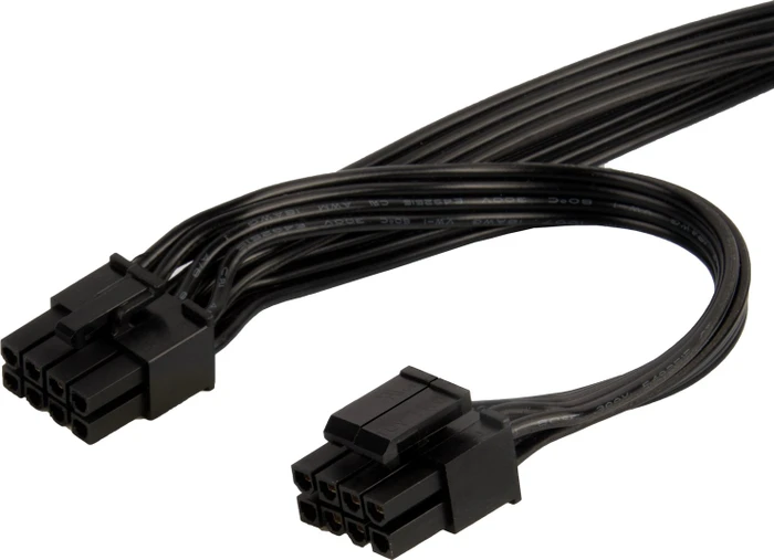 SilverStone PP13, 8-Pin EPS Stecker auf 8-Pin EPS Stecker und 4/8-Pin ATX12V Stecker, Adapterkabel, schwarz, 750mm