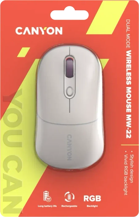 Canyon OnClick 22 / MW-22 Dual-Mode Wireless Mouse beige, USB/Bluetooth