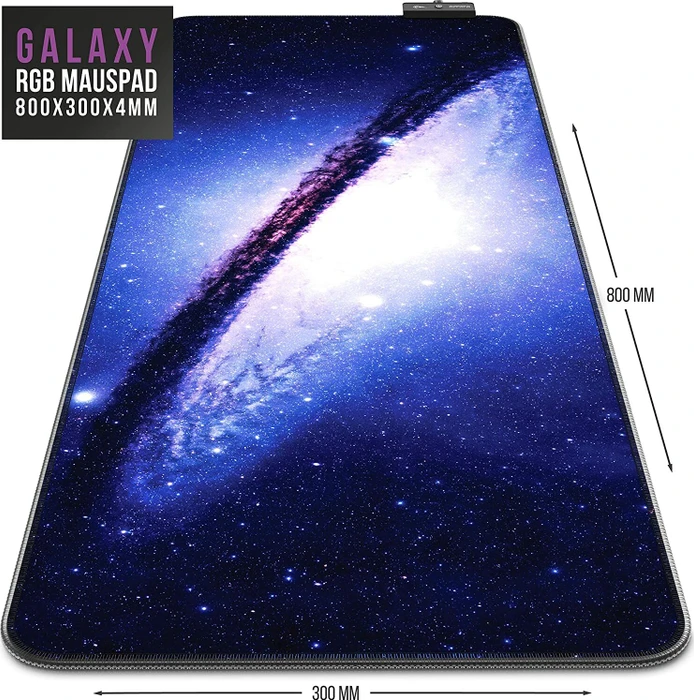 Titanwolf Galaxy RGB XXL Gaming-Mauspad, 800x300mm, schwarz/blau