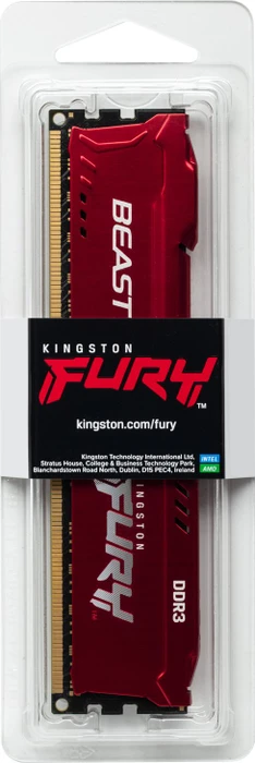 Kingston FURY Beast rot UDIMM 8GB, DDR3-1600, CL10-10-10, 2RX8