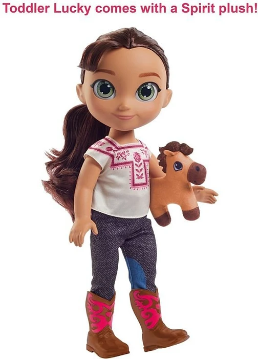Mattel Spirit Untamed - Kleinkind-Puppe Lucky mit Spirit-Plüschfigur