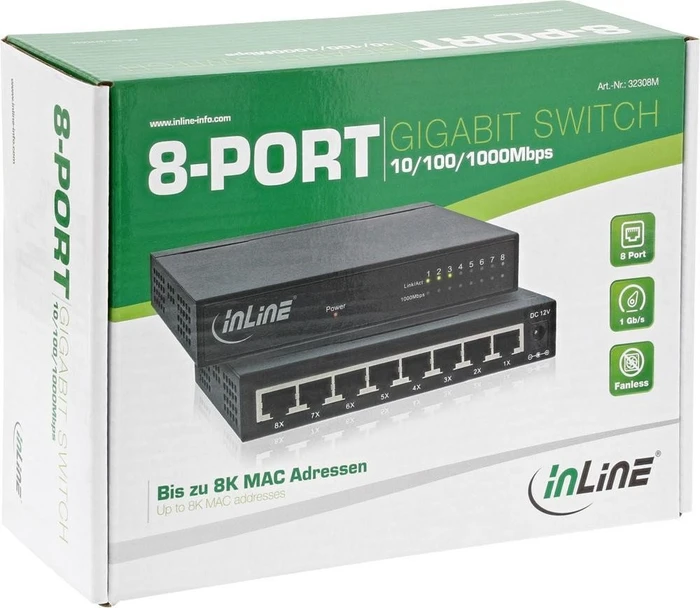 InLine Desktop Gigabit Switch, 8x RJ-45