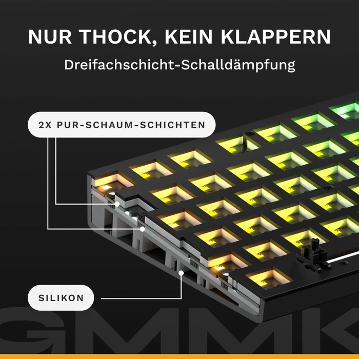 Glorious GMMK Eternal 96%, schwarz, LEDs RGB, Glorious Fox Linear, USB, US