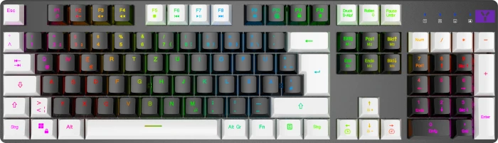 ISY IGK 6000 Gaming Tastatur, schwarz/weiß, LEDs RGB, Outemu Low-Profile Red, USB, DE