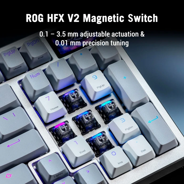 ASUS ROG Azoth 96 HE Gaming Keyboard, Black, hot-swap, ROG HFX V2 Magnetic, USB/Bluetooth, UK