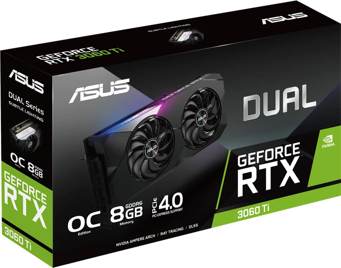 ASUS Dual GeForce RTX 3060 Ti OC, DUAL-RTX3060TI-O8G, 8GB GDDR6, 2x HDMI, 3x DP
