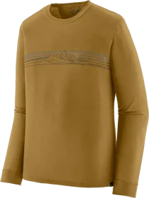 Patagonia Capilene Cool Merino Graphic Funktionsshirt langarm strata stripe: bobcat brown (Herren)