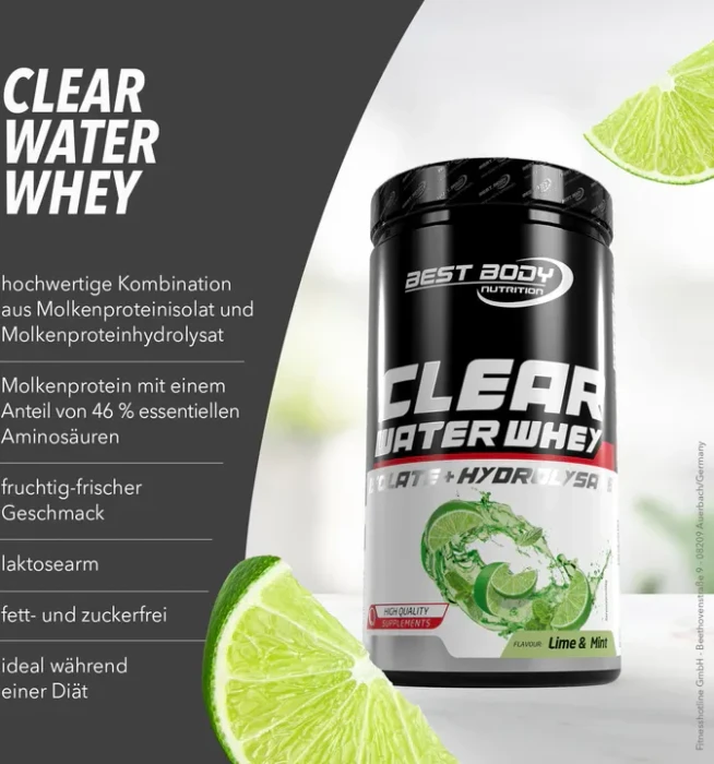 Best Body Nutrition Clear Water Whey Isolat & Hydrolysate Lime Mint 450g