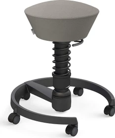 Aeris Swopper New Edition Bürohocker mit Rollen, Feder Standard, Gestell Alu schwarz, Bezug Wollmischung Select grau