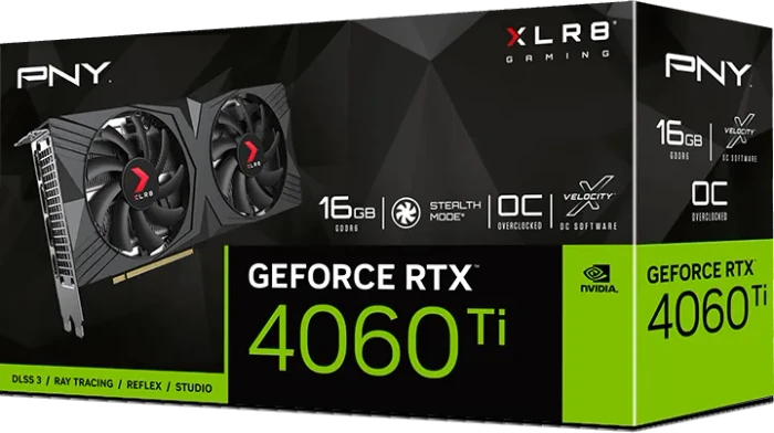 PNY GeForce RTX 4060 Ti XLR8 Gaming Verto Overclocked Dual Fan, 16GB GDDR6, HDMI, 3x DP