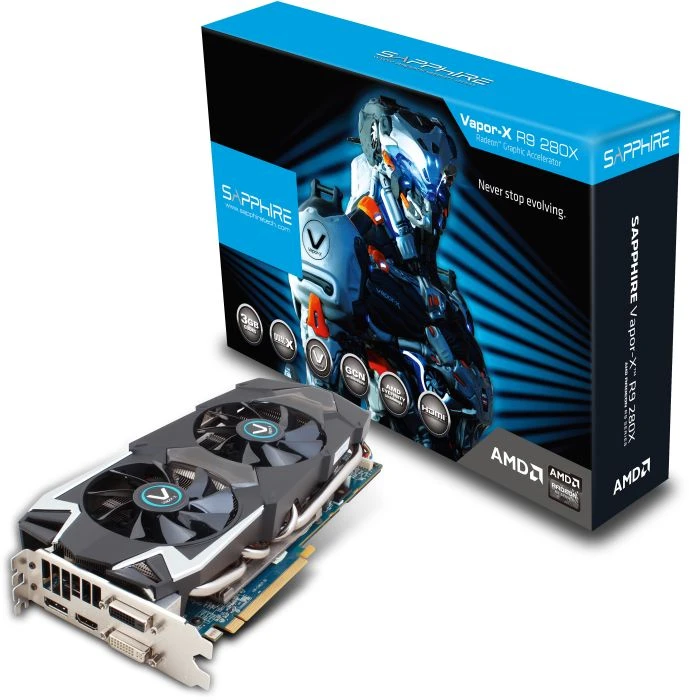 Sapphire Vapor-X Radeon R9 280X, 3GB GDDR5, 2x DVI, HDMI, DP, full retail