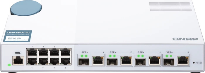 QNAP QSW-M400 Desktop Gigabit Managed Switch, 8x RJ-45, 4x RJ-45/SFP+