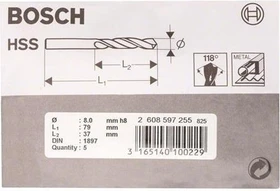 Bosch Professional HSS-R Karosseriebohrer, 8x37x79mm, 5 Stück