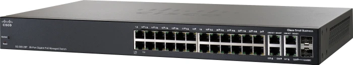 Cisco SG300 Rackmount Gigabit Managed Switch, 26x RJ-45, 2x RJ-45/SFP, 180W PoE