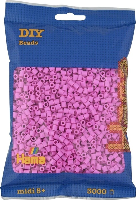Hama midi Beutel mit Perlen 3000 Stück pastell pink